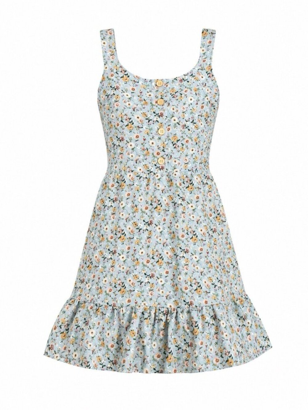Monteau Los Angeles Blue Floral Print Summer Dress Junior’s Size S